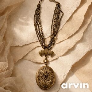 Ben-Amun Large Gold Medallion Locket Necklace